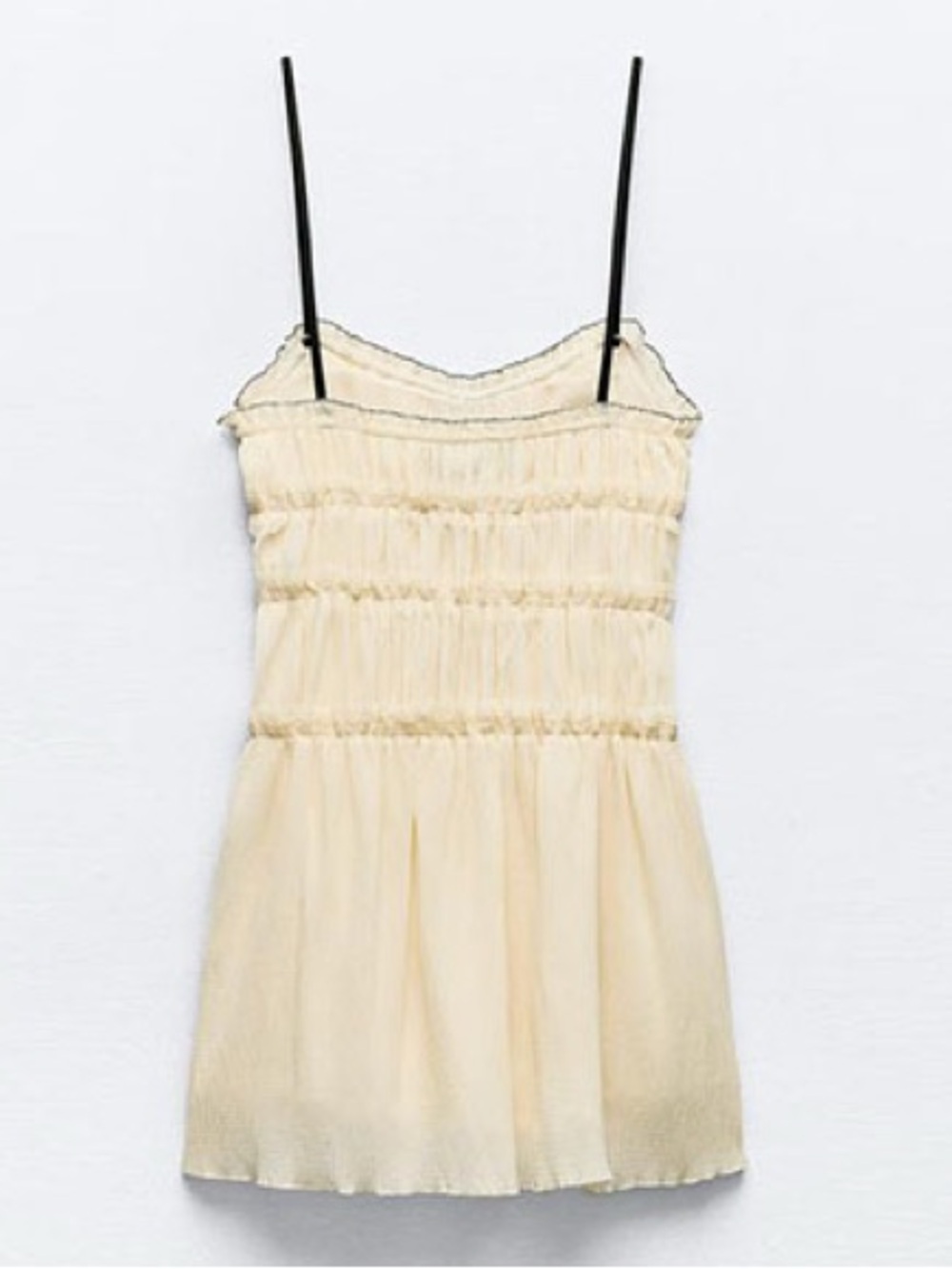 Zara NWT Romantic Coquette Ruched Babydoll Bow Spaghetti Strap Mini Dress (XS) - Picture 7 of 7